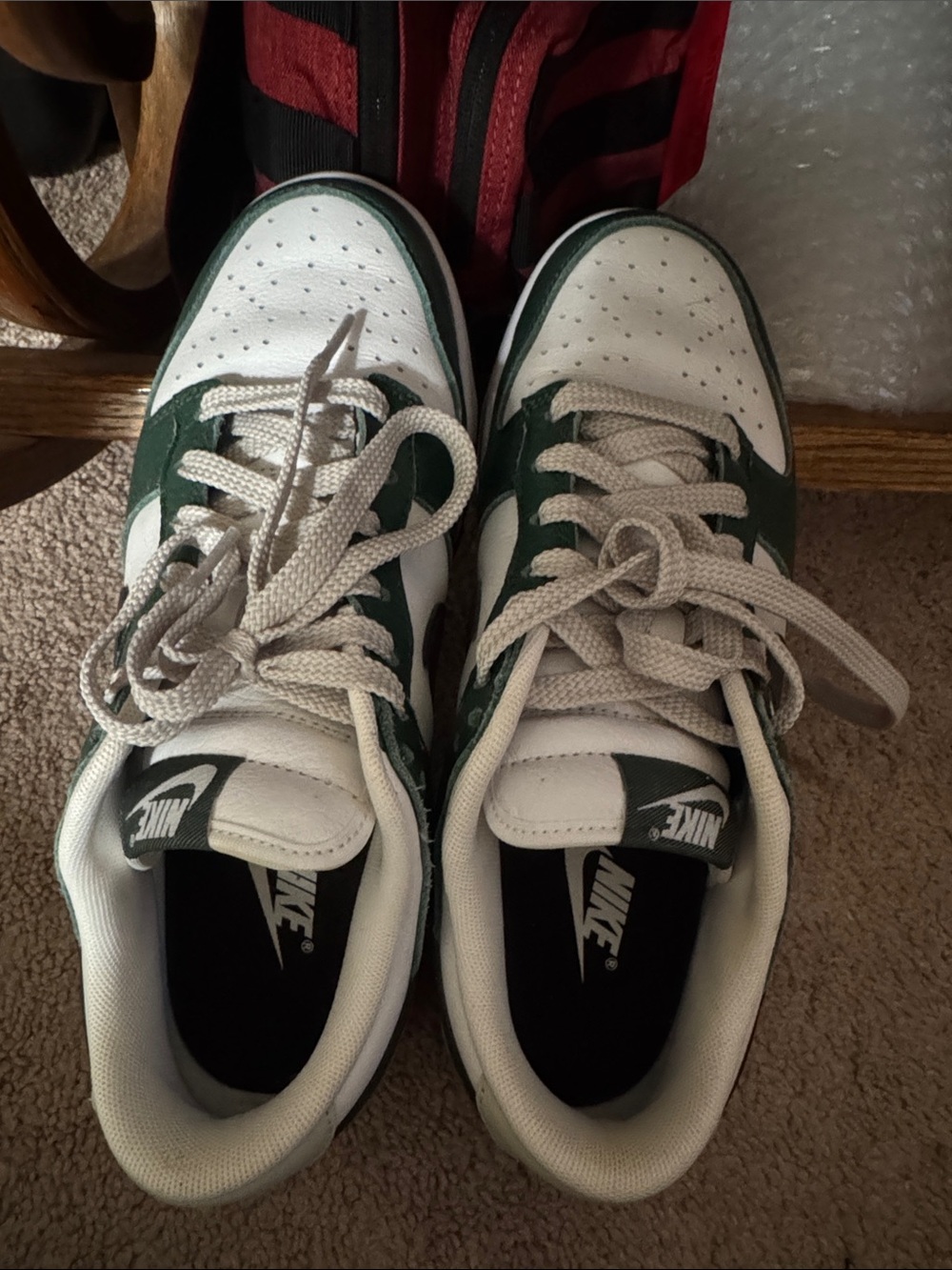 Custom Nike Low-Top Sneakers in White and Dark Green women’s 9.5
